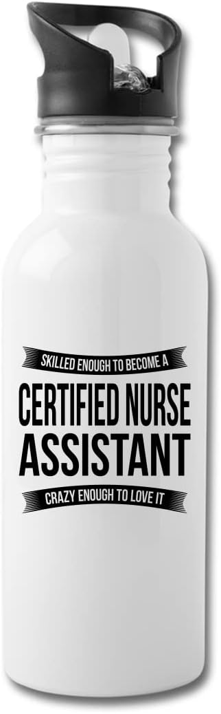 Funny Certified Nurse Assistant Water Bottle For Men Women New Job Gifts Appreciation 20 fl oz Bottle Silver