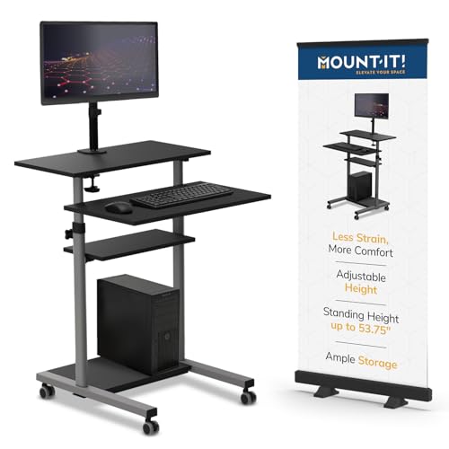 Mount-It! Mobile Computer Cart with Monitor Mount for...