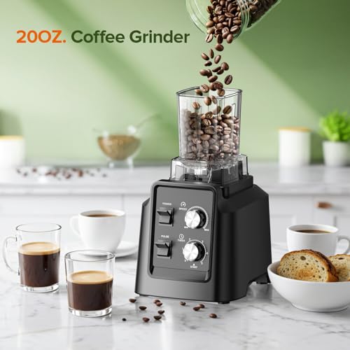 Blender, 1800W Blender with Grinder - 6-Blade Professional Smoothie Blenders for Kitchen, Crushes Ice, Self-Cleaning, 68oz & 20oz Jars Dishwasher Safe, for Baby Food, Nut Butter - Image 6