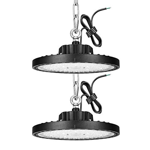 Éclairage LED Garage 200W UFO 6500K et suspension industrielle haute performance pour grand atelier