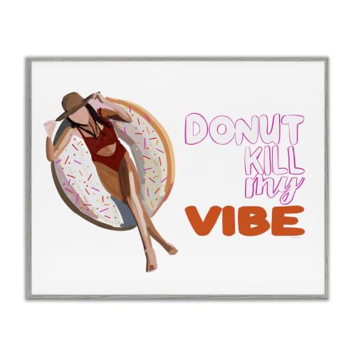 'Donut Kill My Vibe Relaxing Pool Float Girl'| Framed Giclee Art