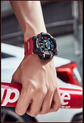 Image of Men's Watches Multi Function Military S-Shock Sports Watch LED Digital Waterproof Alarm Watches, 8049 Red