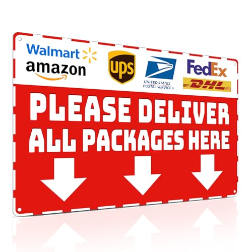 Piemow Package Delivery Sign 8x12 Please Deliver All Packages Here