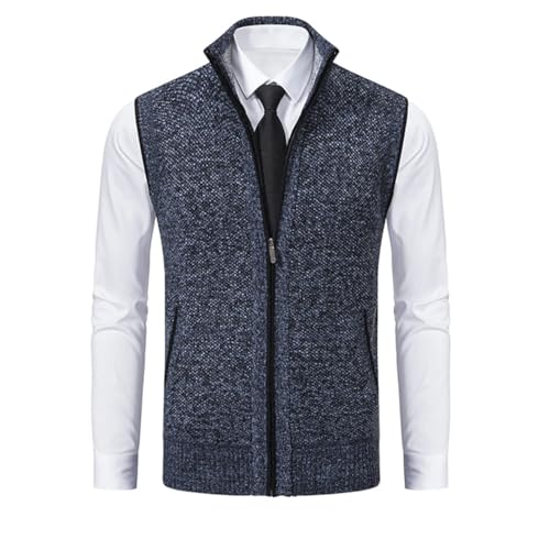 Bollrllr Vest Men's Knitted Sleeveless Sweater Zipper Cardigan Turtleneck Sweater Knitted Vest2