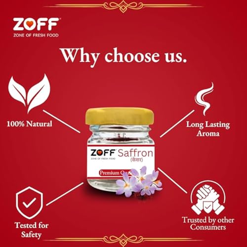 Image of Zoff kesar saffron original- Premium Kashmiri kesar saffron- Hand-Picked & Naturally Aromatic -Perfect for Cooking, Desserts & Wellness -Net Weight: 1g (Pack of 3)