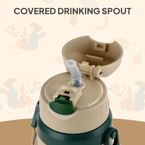 Image of CELLO Kidzbee Autumn 400 Goofy Design Insulated Kids Sipper Water Bottle 400 ml | Food Grade, 3D Touch & Feel Design, BPA Free, Leakproof Easy Press Open Flip Top Cap Insulated Kids Water Bottle