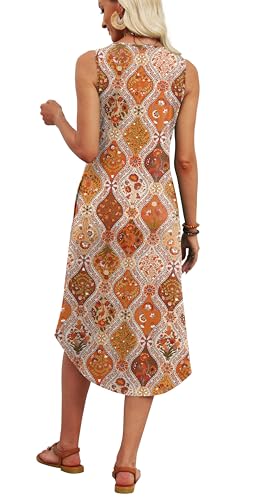 Image of WIHOLL Summer Dresses for Women 2026 Button Front Sleeveless Casual Midi Dress Beach Vacation Sundresses with Pockets