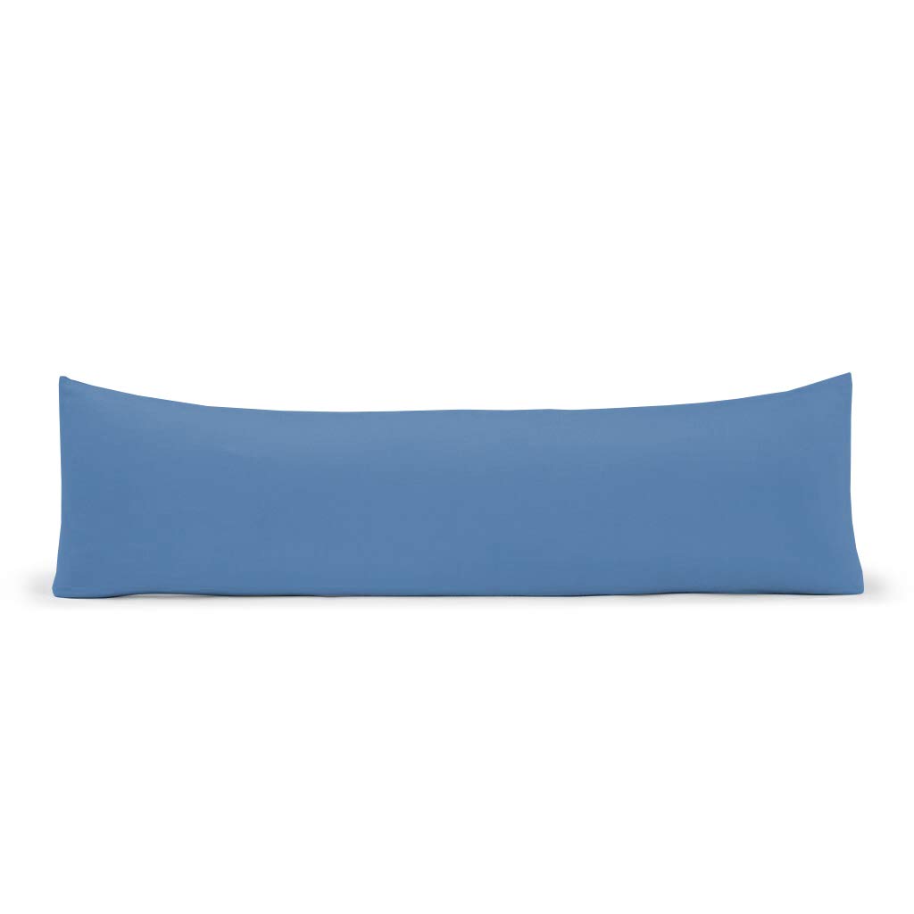 Bolster Body Pillow with Pillowcase Hollowfiber Filled - Orthopedic Pregnancy Maternity Cushion - For Nursing Back Neck Support Long Pillow- With Free Polycotton Case (Mid Blue, Small Double - 4FT)