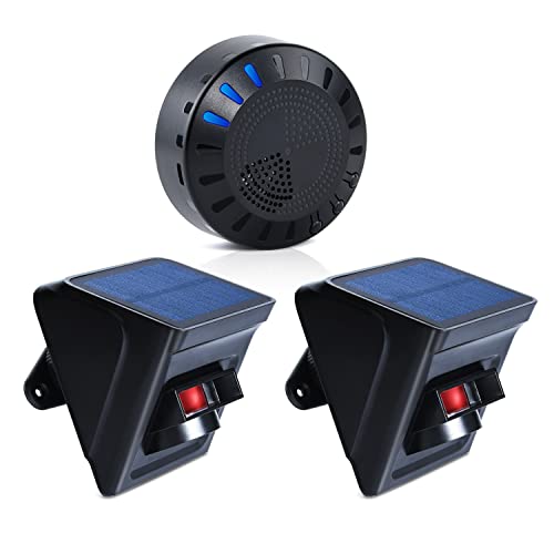 Driveway Alarm, Koostone Driveway Alarms Wireless Outside Weatherproof Motion Detector & Sensor, Solar Driveway Alarm Protects Your Outdoor/Indoor Property - 1 Rechargeable Receiver and 2 Sensors