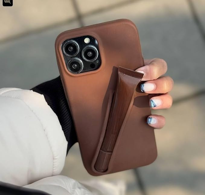 Image of Case Compatible with iPhone 16 Series with Lip Gloss Holder, Includes 1 Liptint, Silicone Trendy Aesthetic Phone Cover for Girls and Women (Espresso, 16)