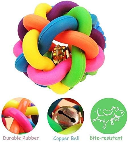 ONELINK Mall Pet Chew Toys Dog Colorful Bouncy Rubber Balls with Bell for Dogs(Large) 2
