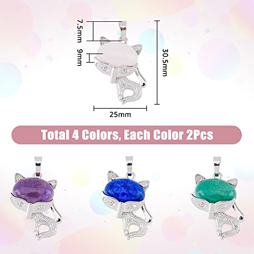 DICOSMETIC 8Pcs 4 Colors Cat Shape Crystal Pendant Cute Animals Stone Charms Natural Gemstone Pendants Rose Quartz kitty Pendants Green Aventurine Pendants for Jewelry Making Craft - Image 2