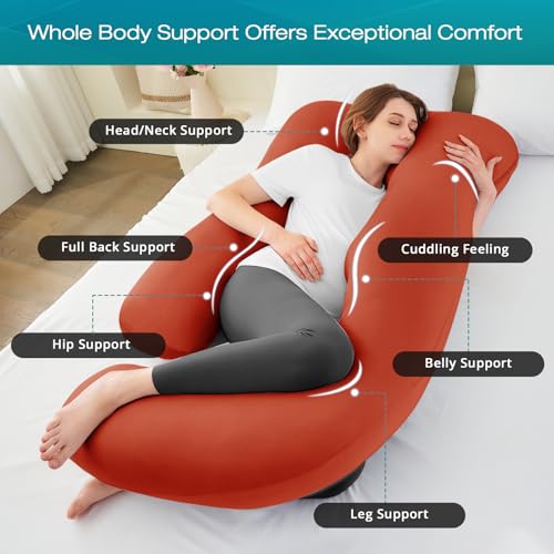 Image of Cooling Pregnancy Pillows for Sleeping, 57'' Full Body Pillow, Orange