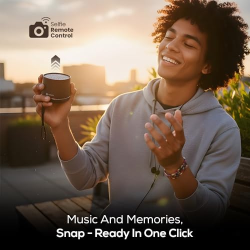 Image of Toreto Wave Mini 8W Portable Bluetooth Speaker with Selfie Remote | RGB Lights, TWS, USB TF Support, Type-C Charging, Carry Lanyard, 4 Hrs Playtime