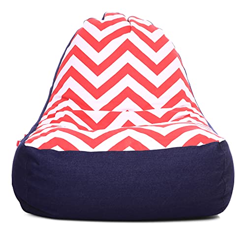 Image of Style Homez Urban Design Denim Canvas Stripes Printed Chair Bean Bag XXL Size Filled with Beans Fillers