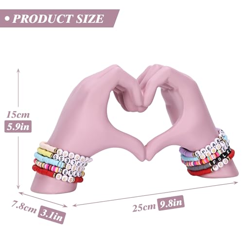 Heart Hand Sculpture, Pink Home Decor Aesthetics for Room Shelf Coffee Table Dining Table Centerpiece, Birthday Gift and Memorial Gift for Women, Girlfriend Girls Mom.