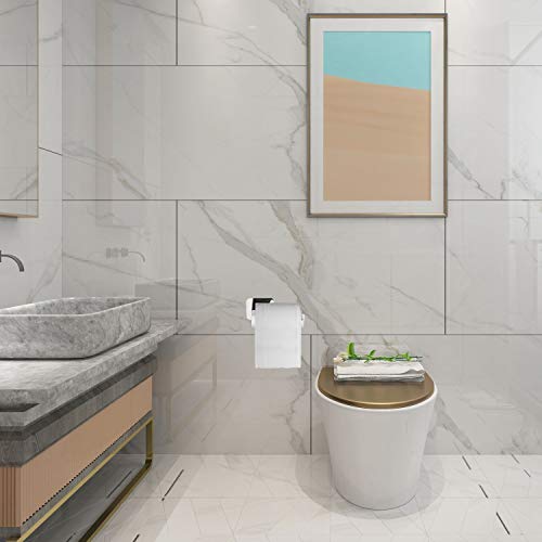 Honzuen Polished Chrome Self Adhesive Toilet Paper Holder, Modern Upgrade Wall Mount Toilet Tissue Paper Holder, No Drilling Stainless Steel Toilet Paper Roll Holder For Bathroom Kitchen Hotel #TOP4