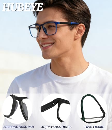 Image of Hubeye TR90 Progressive Blue Light Blocking Reading Glasses,Cheaters Reders