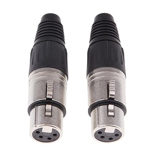 atorse 2x2 pieces metal 4pin/4p xlr connector plug female audio microphone connector