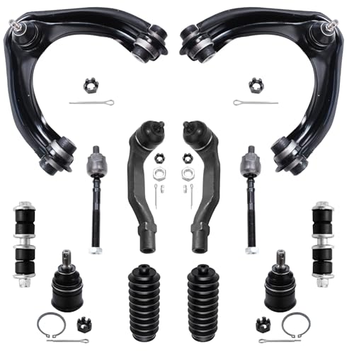 Image of Detroit Axle - Front End 12pc Suspension Kit for 96-00 Honda Civic 1996 1997 1998 1999 2000, 2 Upper Control Arms 2 Lower Ball Joints 4 Outer & Inner Tie Rods 2 Sway Bars 2 Boots Replacement