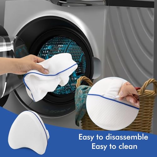 Foto von Perffi Kniekissen für Seitenschläfer I Orthopädisches Bein-Kissen für schmerzfreien Schlaf I Ergonomisches Lagerungskissen aus visco-elastischem Memory-Schaum I atmungsaktiver Bezug, (White)