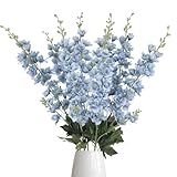 8PCS Dusty Blue Delphinium Artificial Flowers 33.5'' Faux Delphinium Stems Larkspur Silk Flowers for Wedding Table Centerpieces Home Garden Decor(Dusty Blue)