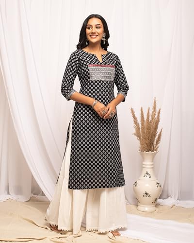 Image of FIORRA Womens Cotton Straight Fit Floral Printed Kurta