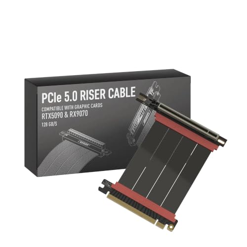 Image of LINKUP PCIE 5.0 Riser Cable | (Open Box) | for Vertical GPU Mount | Right Angle | Graphics Card GPU Ready | Usable with PCIe 4.0 & RX 9070 / RTX5090 | 10cm (Total Length: 14cm)