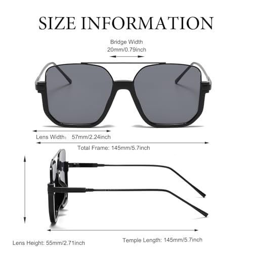 Retro Oversized Square Semi-Rimless Aviator Sunglasses for Women Men4