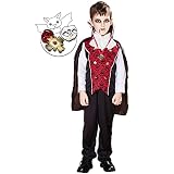 Snailify Boys Vampire Cosplay Costume Halloween Full Set with Cape Necklace Fangs