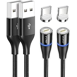 Cargador Magnetico Usb QTUMIST Magnético USB C Cable de Carga (2m, Paquete de 2) de Nylon Trenzado USB Tipo C Cable, Carga Rápida Cable USB con Conector Magnético para Samsung Galaxy S22/S21/S10, Pixel, OnePlus, Nokia