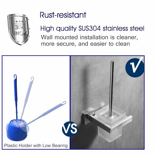 Brosse toilette murale inox anti-trace pot verre dépoli