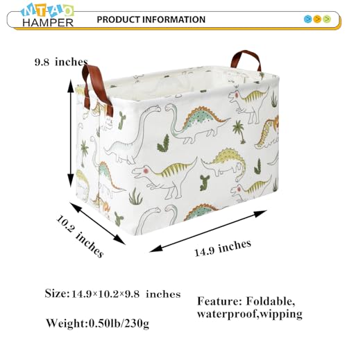 Image of NTAOHAMPER Rectangular Dinosaur Basket, Books Box, Storage Trunk, Gift Basket, Room Decor(Light Dinosaur)