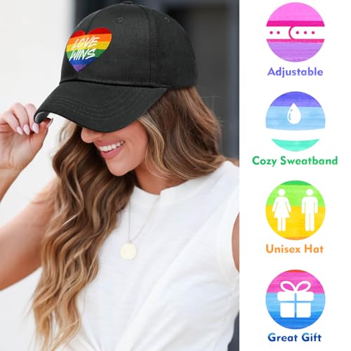 Image of Gay Pride Rainbow Trucker Hat for Men and Women LGBT Embroidered Adjustable Washable LGBTQ Baseball Cap Gifts