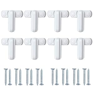Kamtop Sash Jammers Pack of 8 Sash Blockers White Zinc Alloy Window Jammer Security Jammer Locks with Mounting Screws for UPVC PVC Window Door Home Security