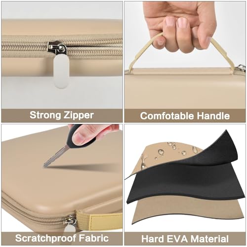 Image of GWCASE Hard Carrying Case for Glocusent for Vekkia LED Neck Reading Lights | Shock-Resistant EVA Shell, Mesh Pocket for Cable, Keep Small Gear Neat for Bedtime Reading, Crochet, Travel, Khaki, Box Only