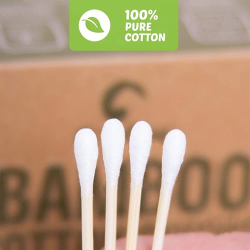 bamboo cotton swabs 500 count  biodegradable amp organic cotton buds  double tipped sticks  100 eco-friendly amp natural  perfect for makeup amp nail applications arts amp crafts removing dust amp dirt