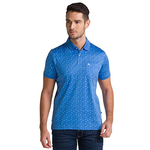 Image of Parx Men's Pure Cotton Print Pattern Regular Fit Polo Collar Polo Neck Half Sleeve Casual T-Shirt