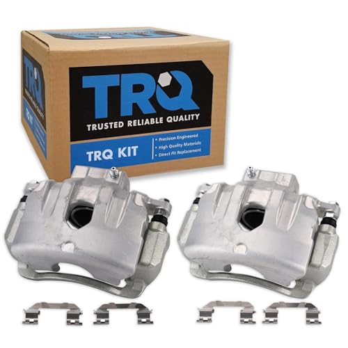 Image of TRQ Front Brake Caliper Set Zinc Coated Brackets Hardware Compatible with 2011-2013 Kia Optima