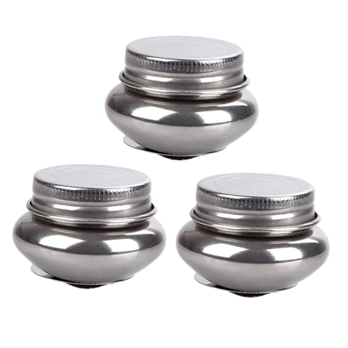 BEBEMOKO 3Pcs Stainless Steel Brush Washing Pots with Cover Durable Brush Cleaning Container for Water Turpentine and Solvents for Painting and Art Projects