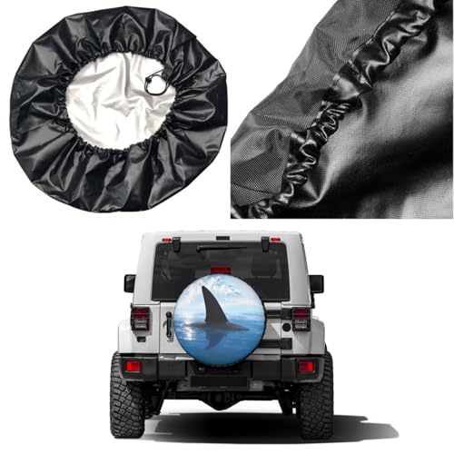 Image of Delerain Shark Fin Spare Tire Covers Waterproof Dust-Proof Spare Wheel Cover Universal Fit for Trailer, RV, SUV, Truck and Many Vehicle (17 Inch for Diameter 31 inch-33 inch)