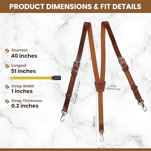 Image of Grain Buffalo Leather Suspender for Men | 0.2 inches thickness | Western Heavy Duty Dress Suspender