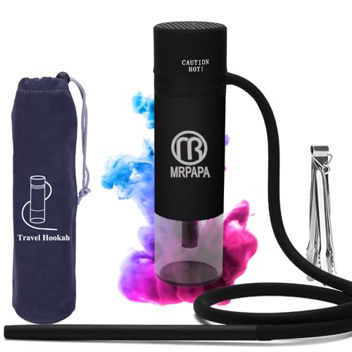 Portable Hookah for Travel, Hookah set with Everything, Hookahs Pipe Single Shisha Kit, To Go Hooka Cup Mini Hokahs perfect for travel, Easy Assemble & Storage Hooka Set with Portable Bag