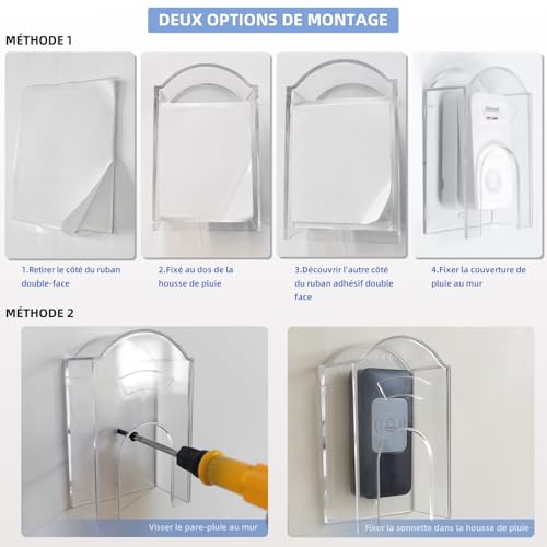 Transparente Kabellose Türklingel Abdeckung Außen, Kunststoffe Wasserdichte, Geeignet für Klingelknopf, Klingeltaster, Funkklingel, Außentürklingel-Set (11x7x4 cm)