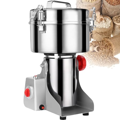 Macinino Elettrico per Cereali da 2500 g, Potente macinino Elettrico per Cereali, macinino per Cereali ad Alta velocità in Acciaio Inossidabile, Protezione da sovraccarico e Timer da 5 Minuti