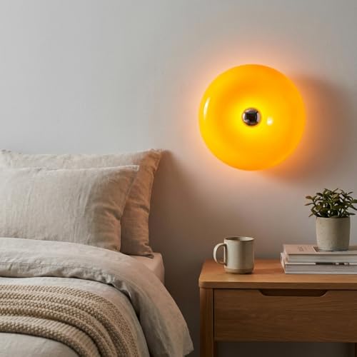 Alpinaluz Applique LED Circulaire en Verre Orange 12W CCT Ø30 cm Design Donut avec 3 Couleurs de Lumière 3000K/4000K/6000K Lampe Murale Moderne pour Salon...