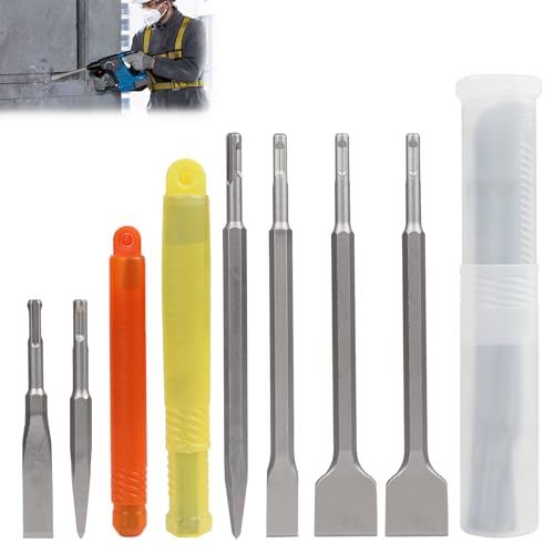 SDS Plus Meißel Set, Meißel für die Metallbearbeitung, Fliesenmeißel Set, Meißelset für Beton, Mauerwerk, Fliesen, Fliesenkleber, Naturstein