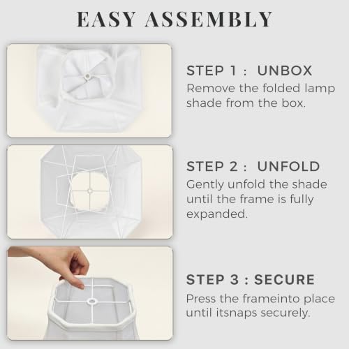 Image of 2-Pack White Square Cut Corner Lamp Shades, 6.5 inch Top x 13 inch Bottom x 10.8 inch Height, Spider Fitter - Medium Shade for Table Lamps, Foldable Bell Fabric Lampshade, Modern & Minimalist Home Decor.