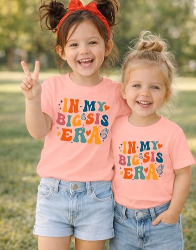 Image of Toddler Big Sister Tee in My Big Sis Era Graphic T-Shirt Big Sis Announcement Crewneck Shirts Sibling Reveal Tops