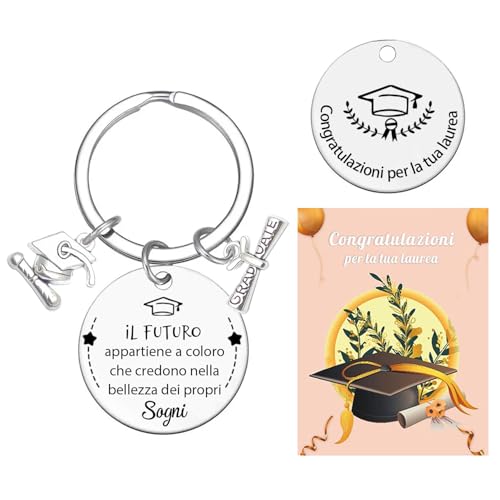 LUODAN Regalo Laurea Portachiavi Regalo Laurea Amicizia Donna Uomo Amica